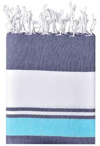 James & Nicholson Plážová deka JN1903 - Tmavě modrá / tyrkysová / bílá