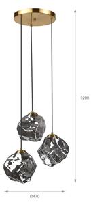 Lustr na lanku CRISTAL 3xE14/15W/230V mosaz/kouřová černá