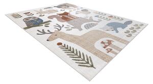 Makro Abra Dětský kusový koberec BONO 8425 Sova Jelen Medvěd Liška pratelný krémový hnědý Rozměr: 80x150 cm