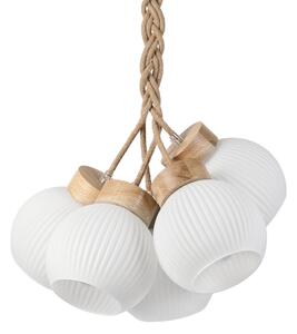 Lustr na lanku LOOMIS 5xE27/15W/230V 83 cm béžová/dub
