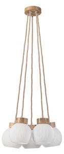 Lustr na lanku LOOMIS 5xE27/15W/230V 83 cm béžová/dub