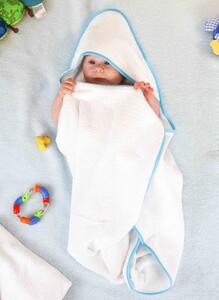 Dobrý Textil Dětská osuška s kapucí - Bílá / světle modrá