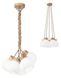 Lustr na lanku LOOMIS 5xE27/15W/230V 83 cm béžová/dub