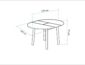 Rozkládací jídelní stůl Duvasa 5 (dub + bílá) (pro 4 osoby). 1093747