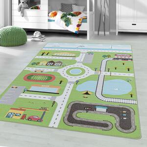 Dětský koberec Play 2902 green - autodráha 80x120 cm