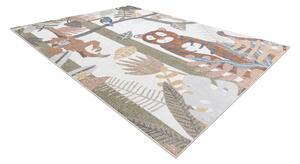 Makro Abra Dětský kusový koberec BONO 8426 Džungle Tygr Opice Tukan pratelný krémový tmavě zlatý Rozměr: 80x150 cm