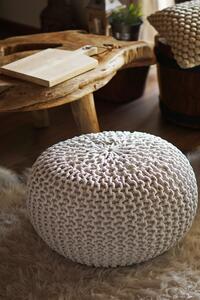 Velký pletený taburet slonovinový