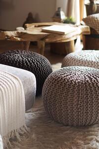 Velký pletený taburet 60 cm slonovinový
