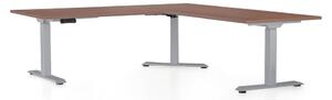 Výškově nastavitelný stůl OfficeTech Angle, 180 x 200 cm, šedá podnož, ořech