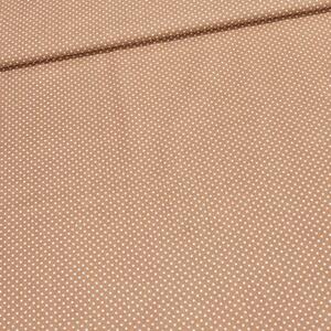 Bavlněné plátno POLO bílý puntík na kapučínové, š.140cm (látka v metráži)