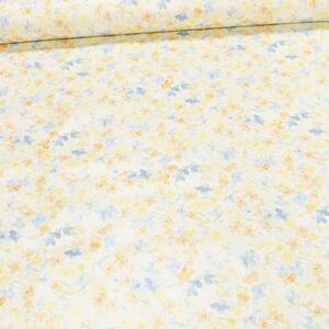 Ubrus PVC s textilním podkladem D48/04, lososové, modré a žluté aqua květy, š.140cm (metráž)