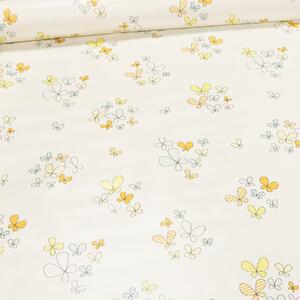 Ubrus PVC s textilním podkladem E40/07, skupinky motýlků na smetanové, š.140cm (metráž)