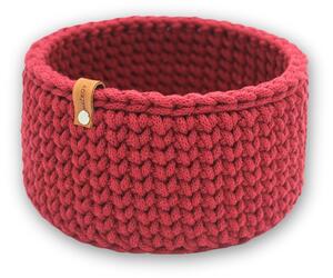 Háčkov Kulatý háčkovaný košík - Original Barva: Pastel pink, Průměr dřevěného dna: S - 15 cm