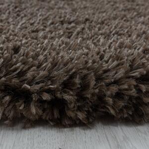 Kusový koberec Fluffy Shaggy 3500 brown kruh 80x80 cm