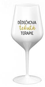 DĚDEČKOVA TEKUTÁ TERAPIE - bílá nerozbitná sklenice na víno 470 ml