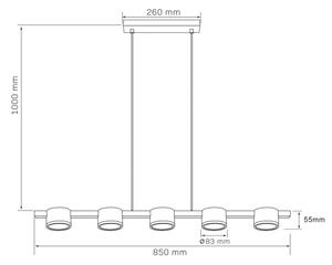 LED Lustr na lanku MIRELLA 5xGX53/6W/230V černá