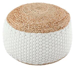 Velký Pouf Ottoman Juta/Bavlna bílý