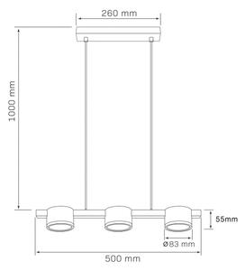 LED Lustr na lanku MIRELLA 3xGX53/6W/230V černá