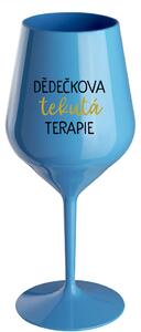 DĚDEČKOVA TEKUTÁ TERAPIE - modrá nerozbitná sklenice na víno 470 ml
