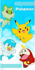 Carbotex Dětská plážová osuška POKÉMON CHYŤ JE VŠECHNY, modrá, froté, 70x140cm