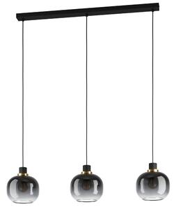 Eglo 99617 OILELLA - Závěsný trojramenný lustr s černými kouřovými skly, 3 x E27, 95cm (Závěsné kuchyňské svítidlo nad jídelní stůl)