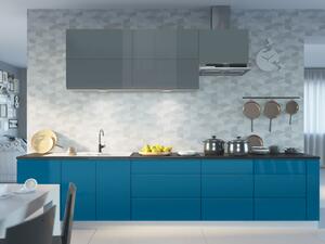 Luxusní kuchyňská linka Florence, modrý lesk / šedý lesk