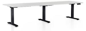 Výškově nastavitelný stůl OfficeTech Long, 260 x 80 cm, černá podnož, bílá