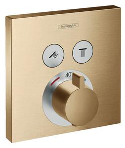 Hansgrohe Shower Select, termostatická baterie pod omítku na 2 spotřebiče, kartáčovaný bronz 15763140