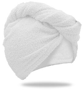 Rychleschnoucí froté turban na vlasy bílý, 100% bavlna