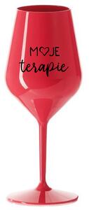 MOJE TERAPIE - červená nerozbitná sklenice na víno 470 ml