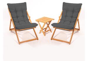 Souprava zahradního stolu a židlí Kikadu 5 (šedá + přírodní) (pro 2 osoby). 1093853