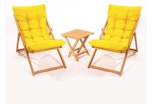 Souprava zahradního stolu a židlí Kikadu 5 (žlutá + přírodní) (pro 2 osoby). 1093855