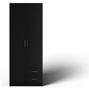 Novaro 80 Šatní skříň s křídlovými dveřmi černá (kód BG) (80 x 206,6) cm – 5 polic pro přehledné uložení
