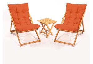 Souprava zahradního stolu a židlí Kikadu 5 (oranžová + přírodní) (pro 2 osoby). 1093854