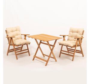 Souprava zahradního stolu a židlí Kikadu 2 (přírodní + krémová) (pro 2 osoby). 1093856