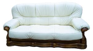 Nábytek Chodura Luxusní kožený trojsedák Václav - bílý dřevo 105x230x105 Bílá