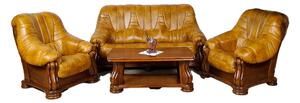 Nábytek Chodura Kožená sedací souprava Felicie - zlatá dřevo 110x210x110 žlutá