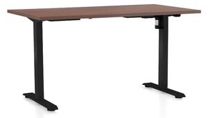Výškově nastavitelný stůl OfficeTech A, 120 x 80 cm, černá podnož, ořech