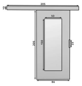 Posuvné nástěnné dveře NELA 86 sonoma se zrcadlem (86 x 205) cm – záruka 4 roky