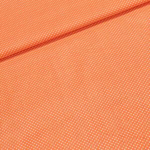 Bavlněné plátno POLO bílý puntík na oranžové, š.140cm (látka v metráži)