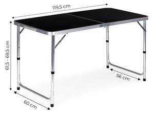 ModernHOME Kempingový stůl skládací stůl černý HTA120R BLACK