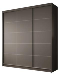 Posuvná skříň Greta 200 černá (200 x 215) cm – 11 polic pro přehledné uložení