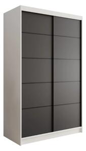 Posuvná skříň Lizi 120 bílá – černá (120 x 200) cm – 6 polic pro přehledné uložení