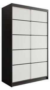 Posuvná skříň Lizi 120 černá – bílá (120 x 200) cm – 6 polic pro přehledné uložení
