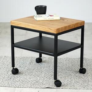 Odkládací stolek Mobile s kolečky a masivní dubovou deskou 20 mm