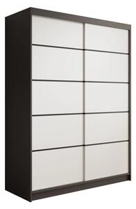 Posuvná skříň Calma 150 černá – bílá (150 x 200) cm – 6 polic pro přehledné uložení