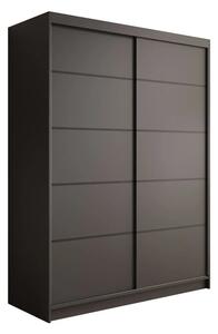 Posuvná skříň Calma 150 černá (150 x 200) cm – 6 polic pro přehledné uložení