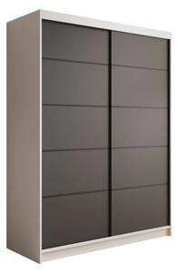 Posuvná skříň Calma 150 bílá – černá (150 x 200) cm – 6 polic pro přehledné uložení
