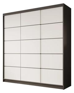 Posuvná skříň Greta 200 černá – bílá (200 x 215) cm – 11 polic pro přehledné uložení