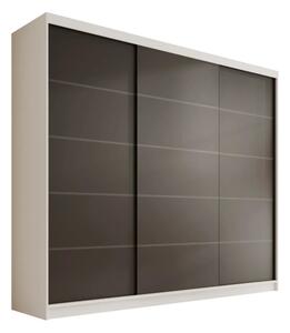 Posuvná skříň Andy 250 bílá – černá (250 x 215) cm – 12 polic pro přehledné uložení